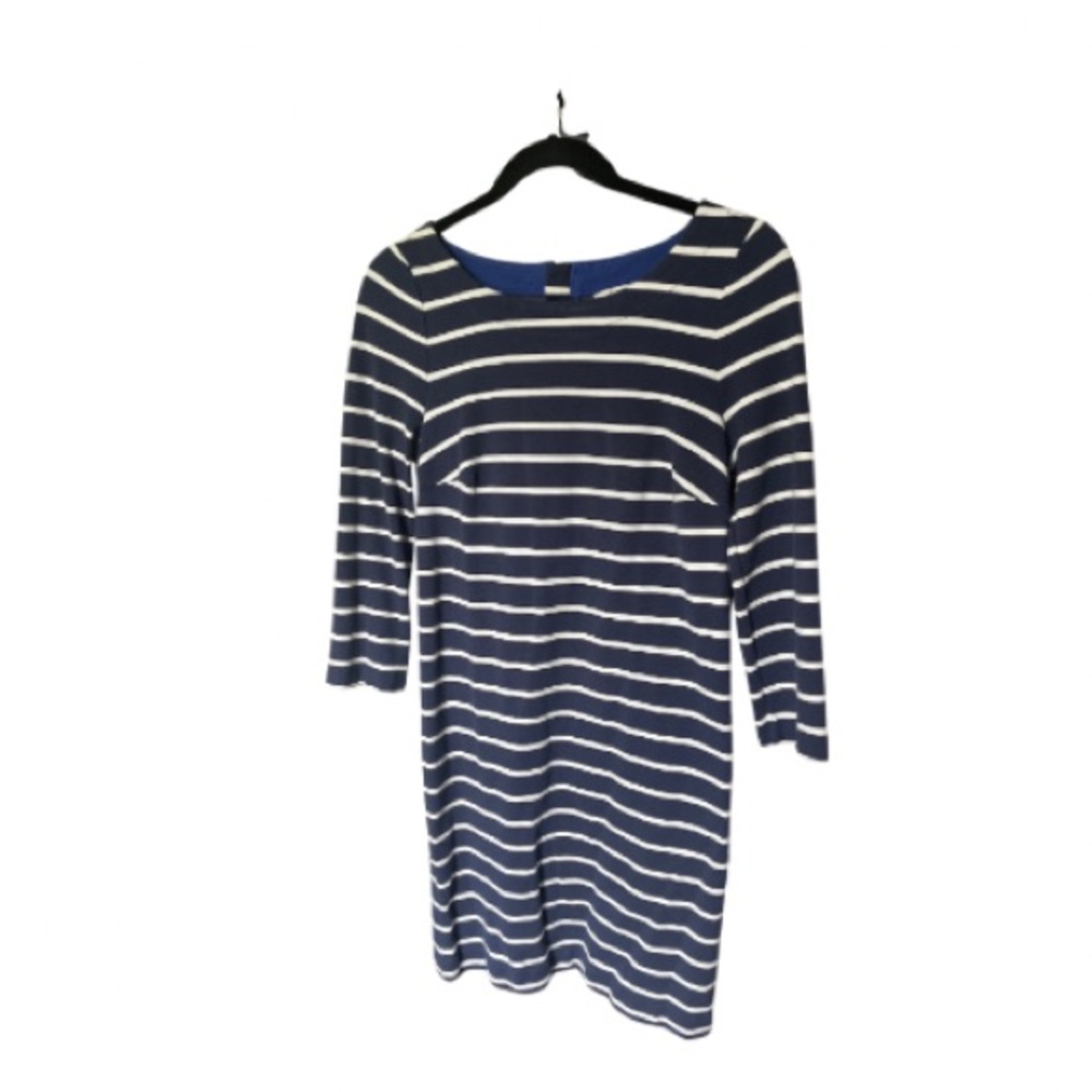 Boden navy and white stress dress three-quarter length sleeves size 4